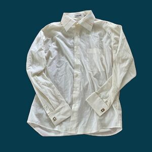 Karl Knox Dress Shirt Cream Size 34/35 Single-Needle Tailoring Cotton/Poly